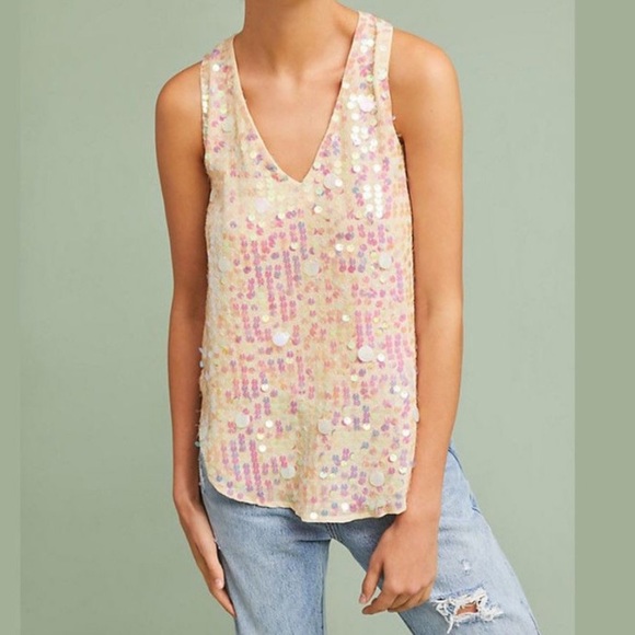 Moulinette Soeurs Sequin V Neck Swing Blouse - Picture 4 of 13